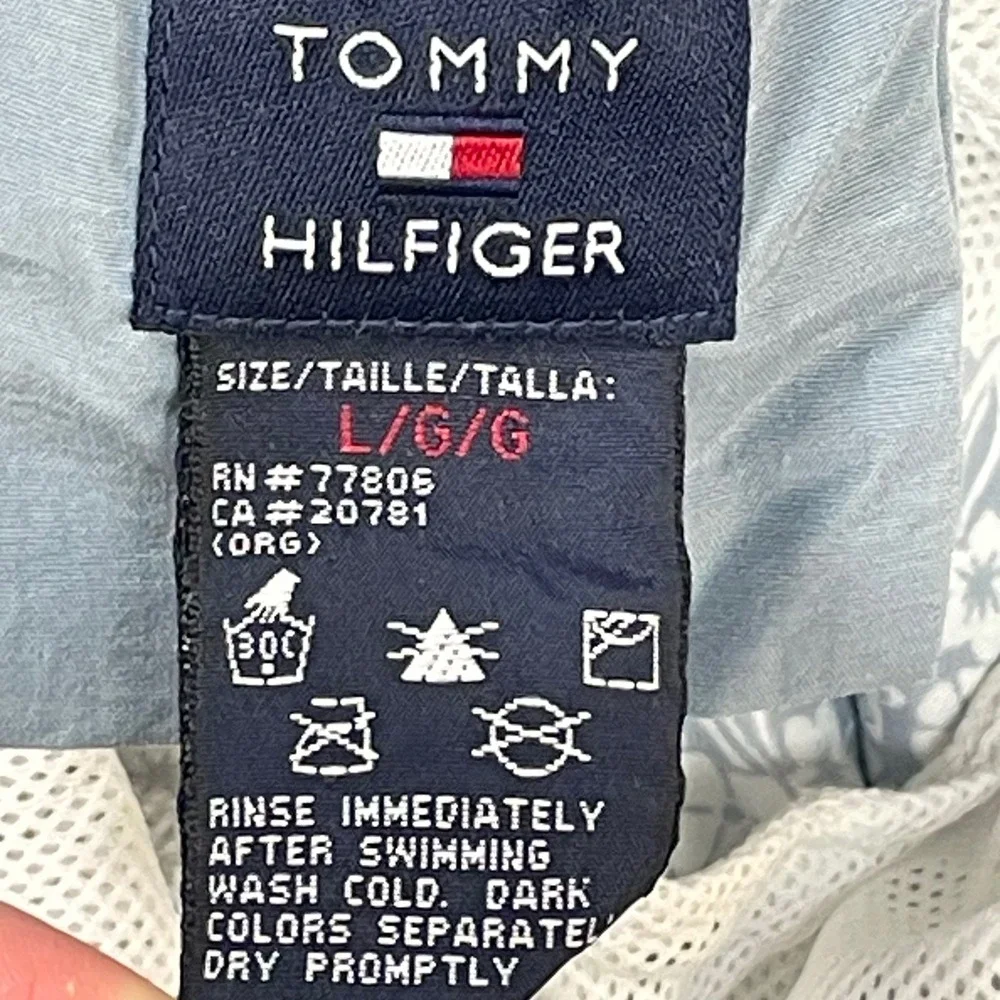 Tommy Hilfiger Swim Trunks Mens Large Blue Excellent Y2K Floral Surf Shorts